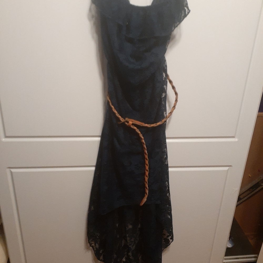 Navy Lace High Low Dress